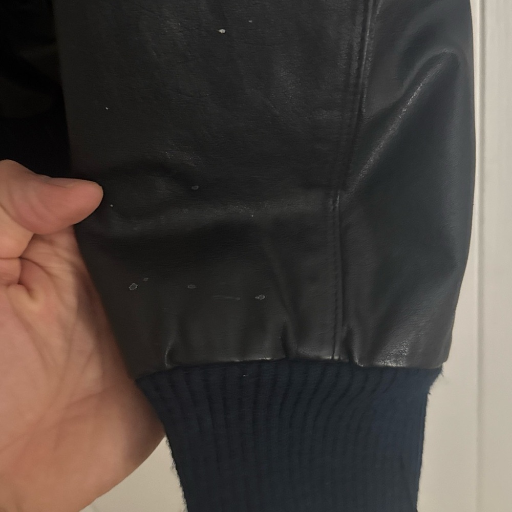 World Alliance Mens Black Leather Long Sleeve Full-Zip Bomber Jacket Size XLarge - Picture 4 of 16